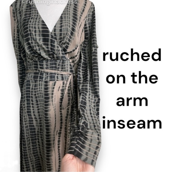 W118 Walter Baker Raquel Long Sleeve Maxi Dress In Green And Cream Print - Picture 5 of 11